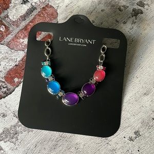 NWT Lane Bryant Purple Blue & Pink Crystal Gemstone Statement Necklace